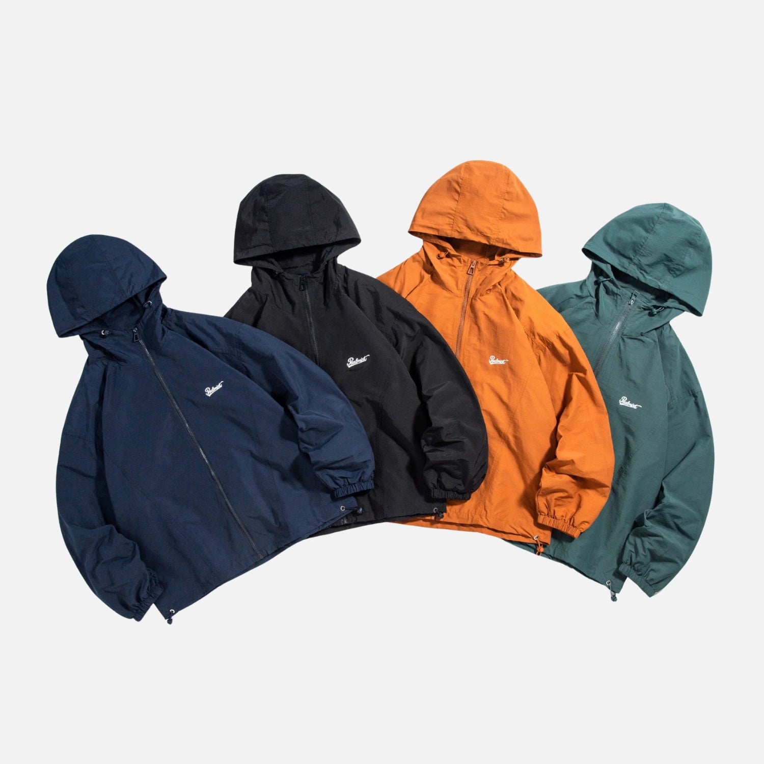 Solid Letter Print Hooded Windbreaker