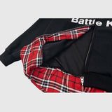 Letter Print Plaid Hoodies