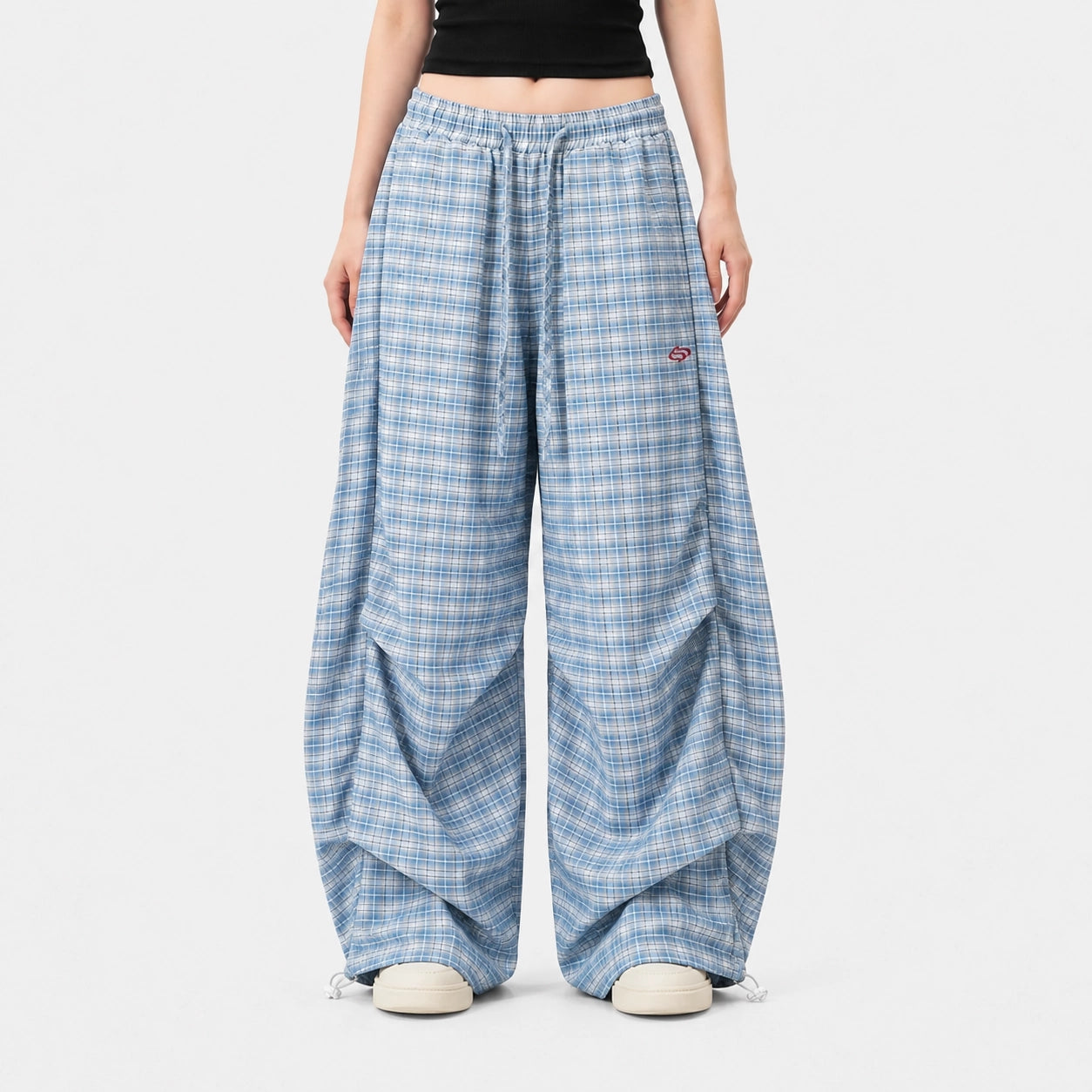 Plaid Slouchy Slant Baggy Pants