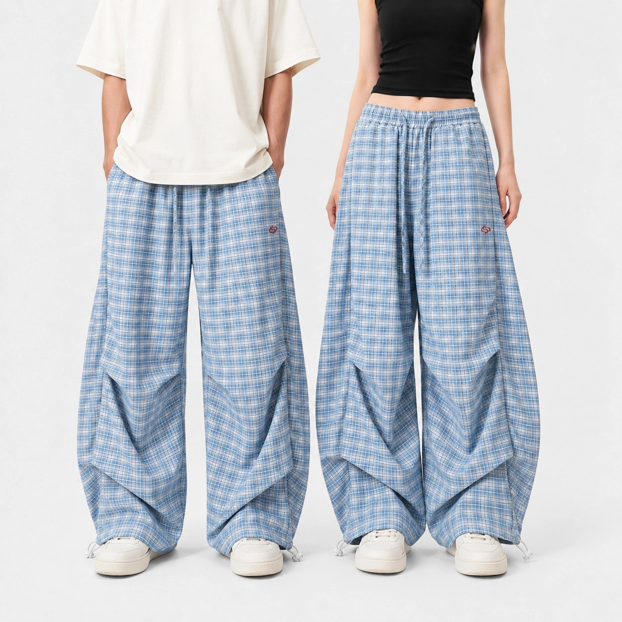 Plaid Slouchy Slant Baggy Pants