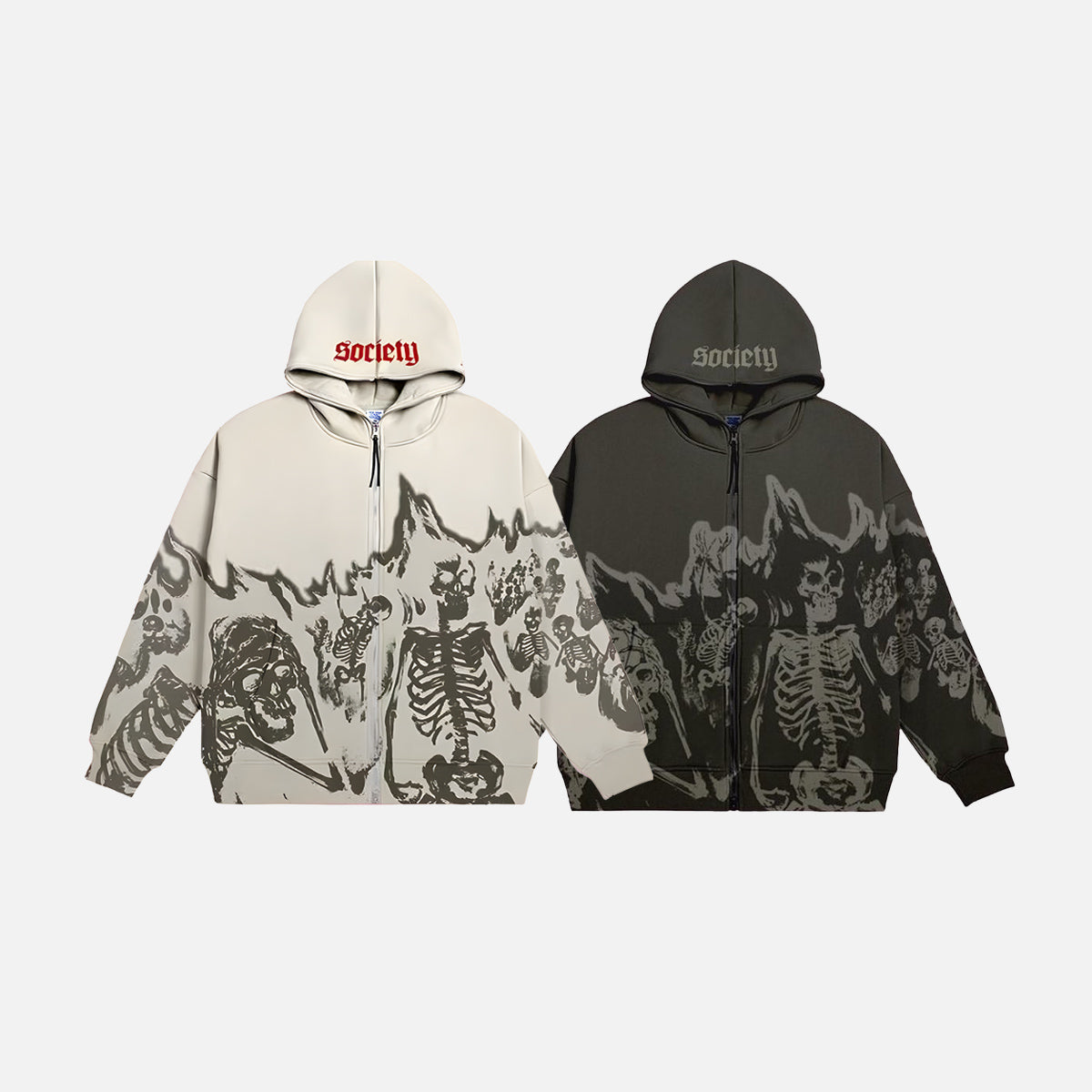 Retro Skull Zip Hoodie