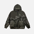 Sudadera con capucha y cremallera con calavera retro