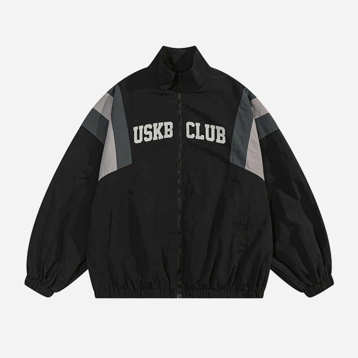 Retro Streetwear Patchwork Stand Collar Jacket