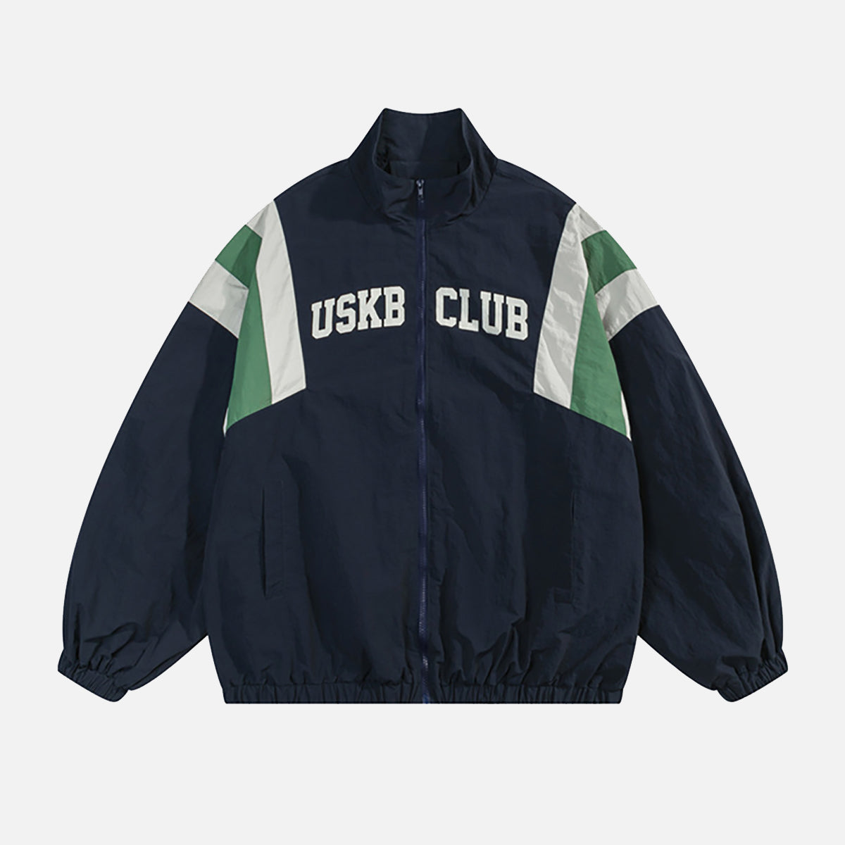 Retro Streetwear Patchwork Stand Collar Jacket