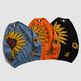 Sunflower Pattern Knitted Sweatshirt