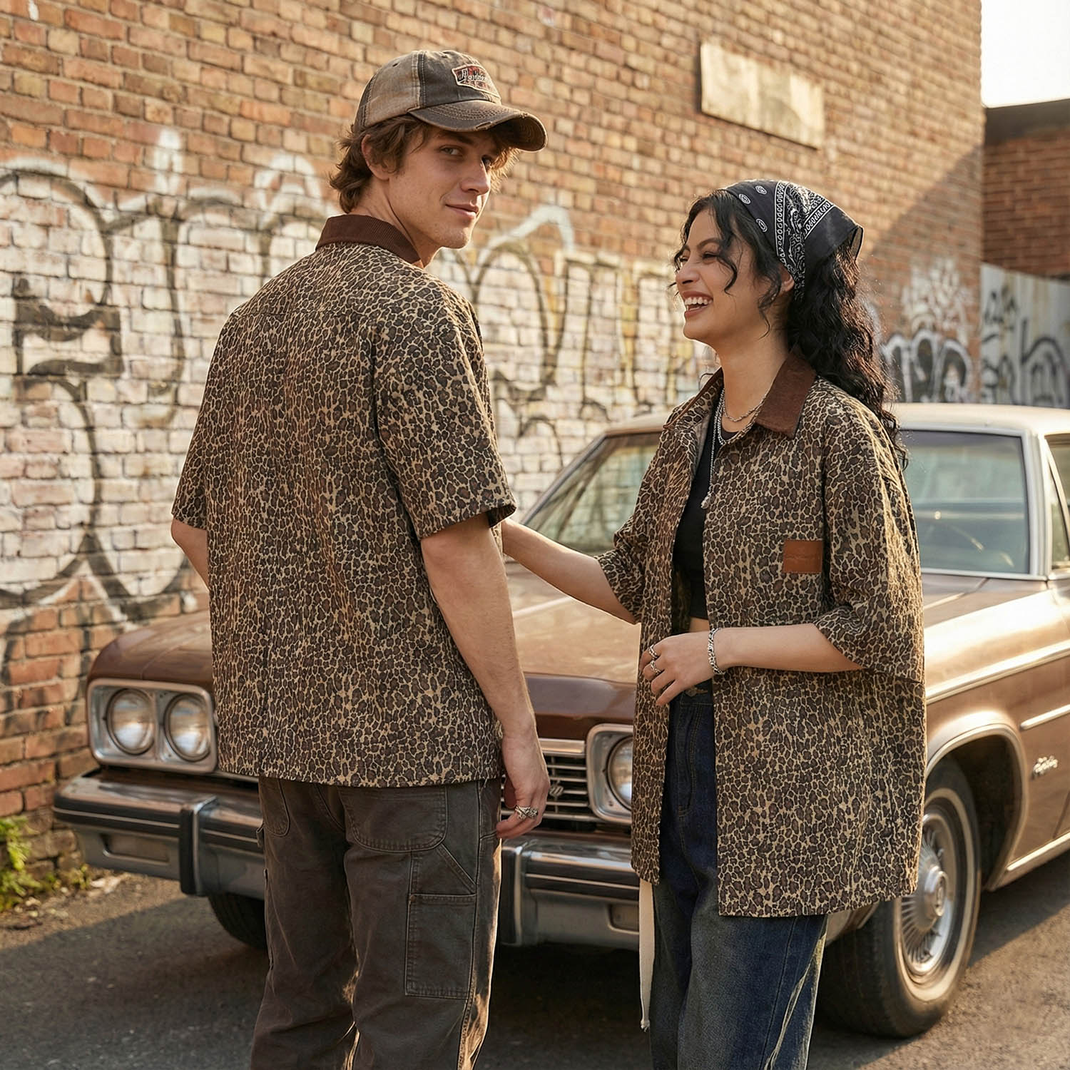 Vintage Leopard Cotton Shirts