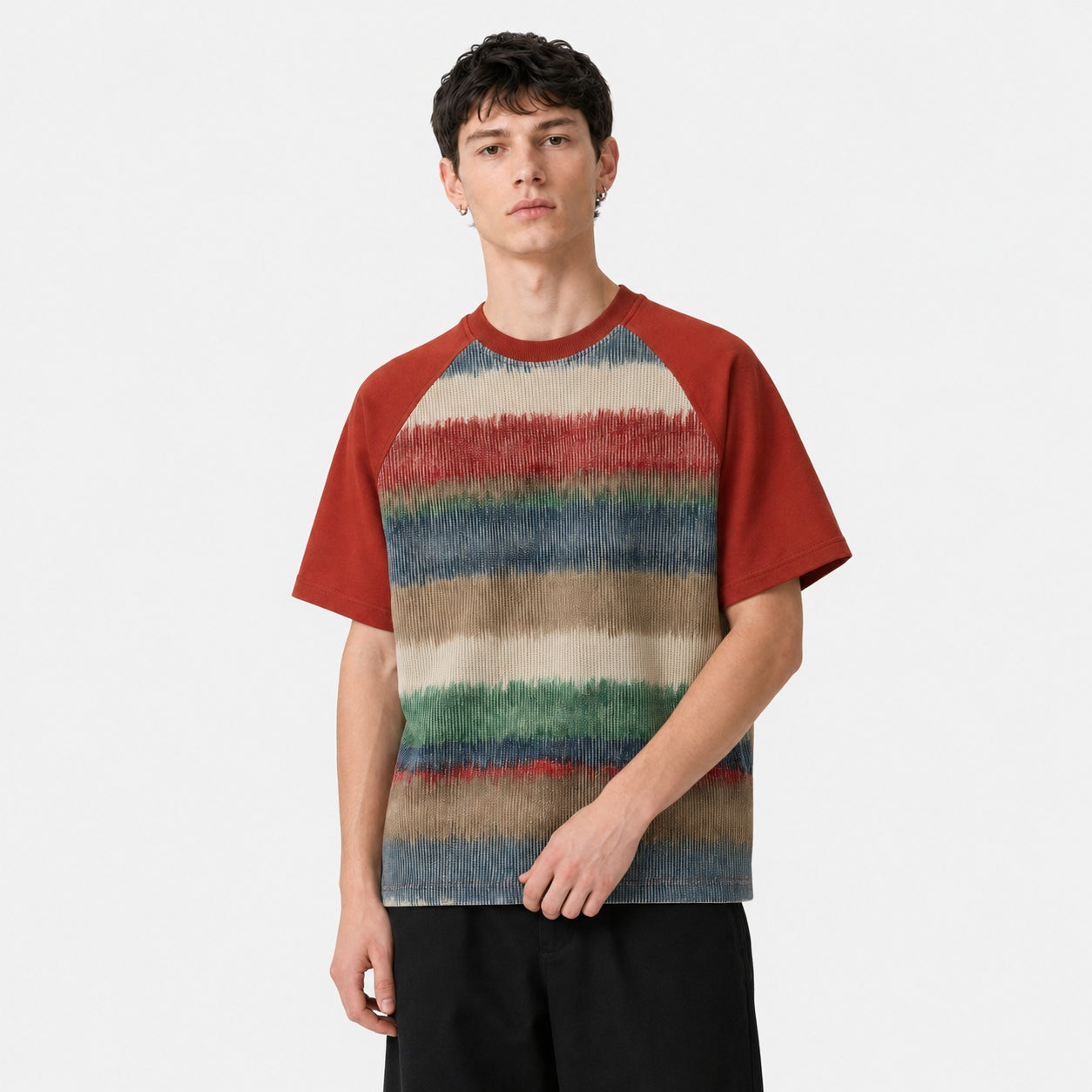 Gradient Stripe Colorblock Tee