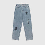 Cross Embroidered Jeans