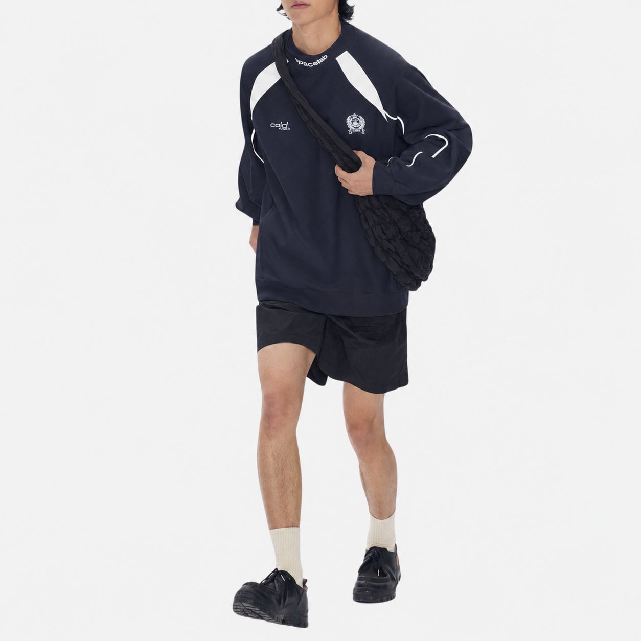 Japanisches Colorblock-Sweatshirt mit Rundhalsausschnitt