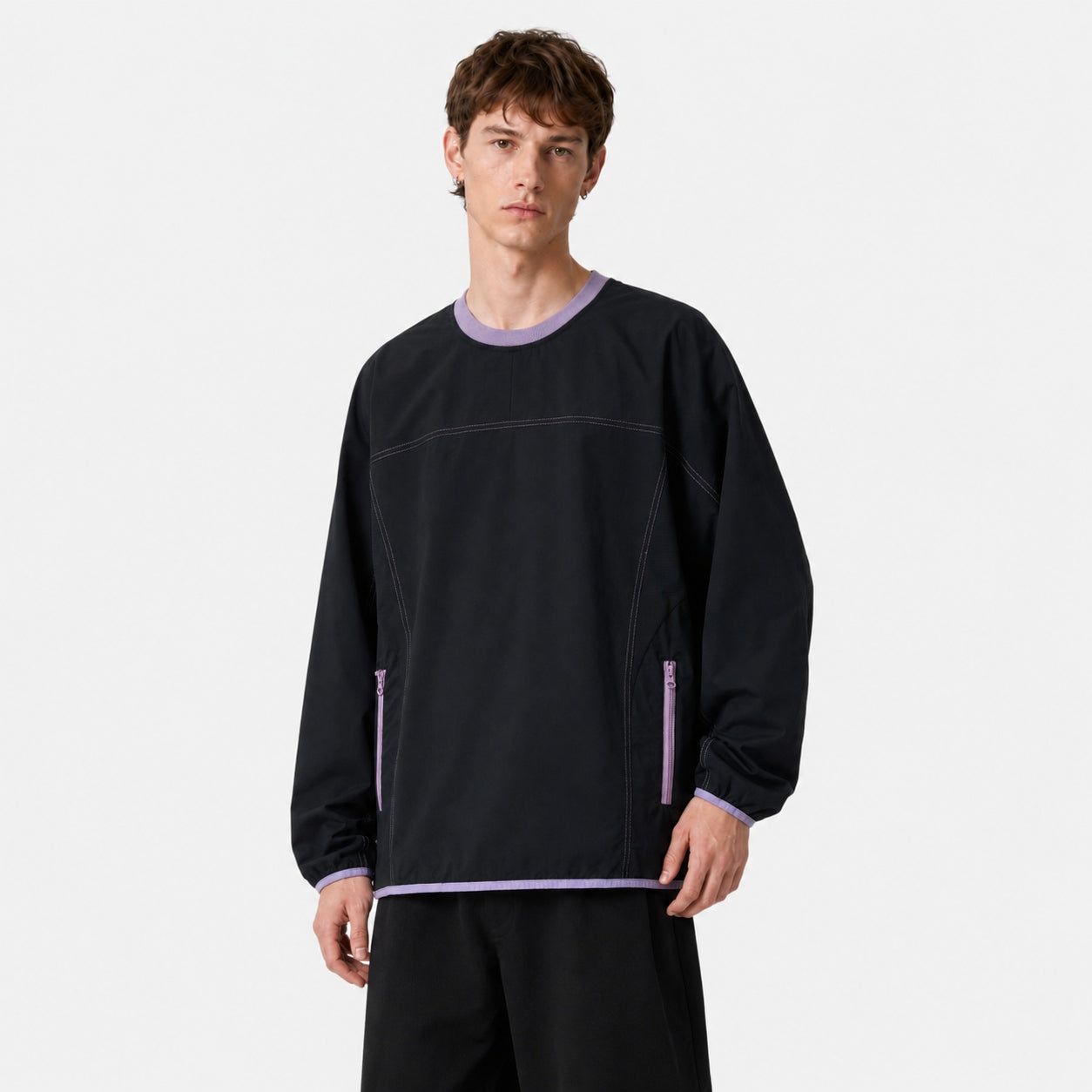 Patchwork Zipper Pocket Sweatshirt