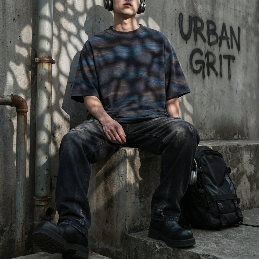 Graphic Colorblock Crewneck Tee