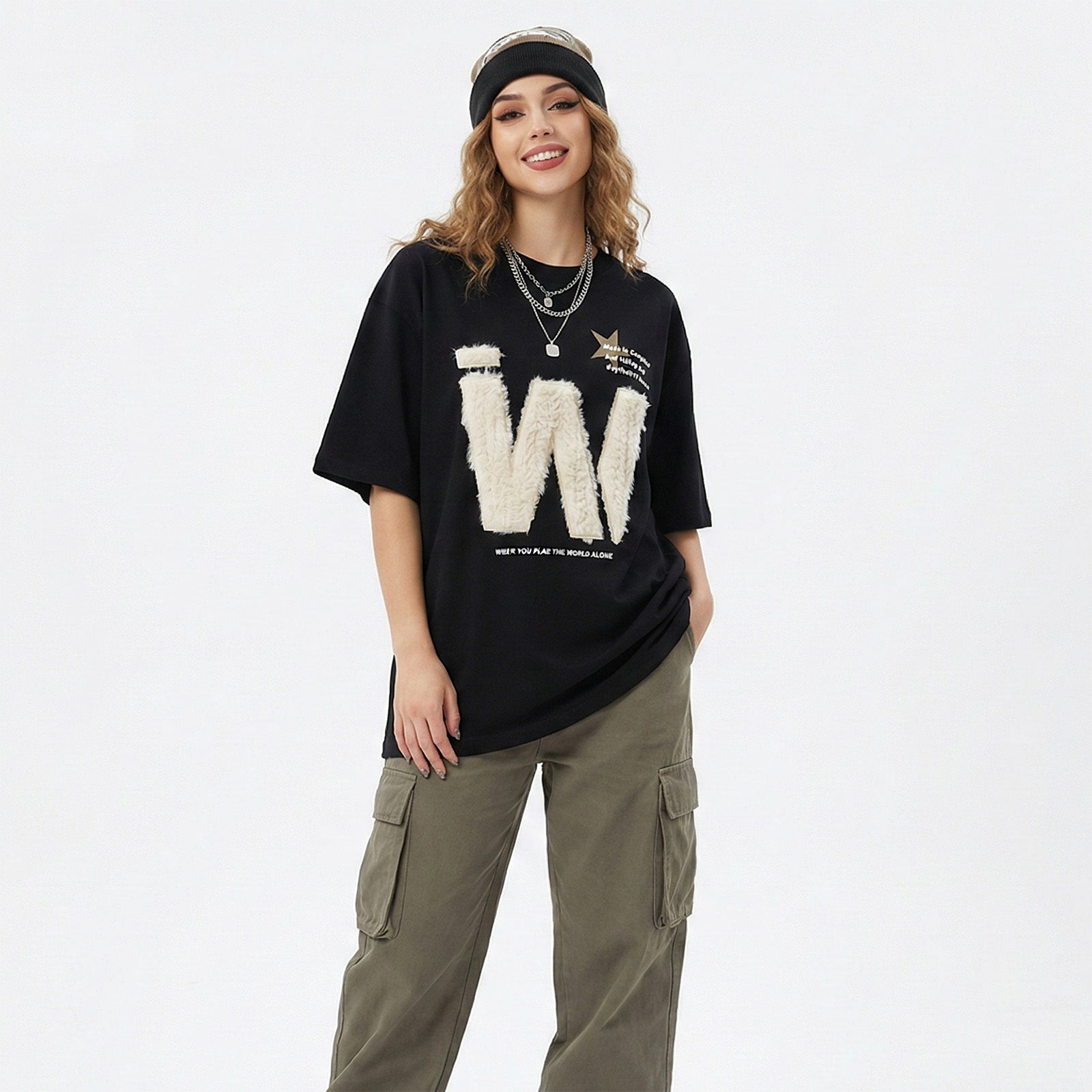 3D Letter Embroidered Tee