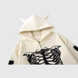 Close-up of skeleton print on white hoodie-1