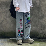 Lustige Graffiti-Jeans mit geradem Bein