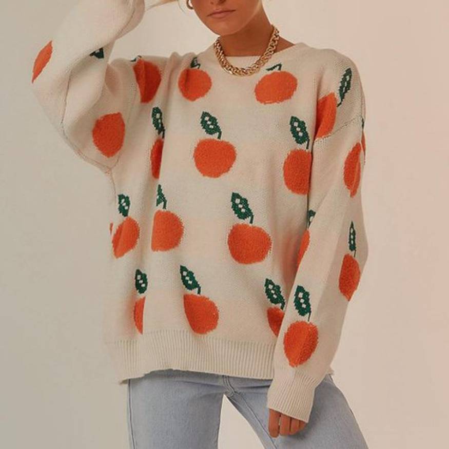 Cute Orange Pattern Sweater