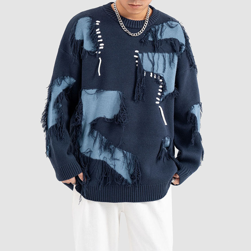 Pullover mit Quasten-Seilnähten