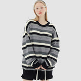 Suéter vintage a rayas de color de contraste