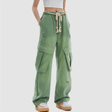Pantalones cargo con cordón de color degradado