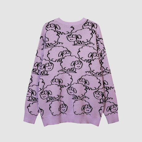 Suéter de patrón de oveja de dibujos animados
