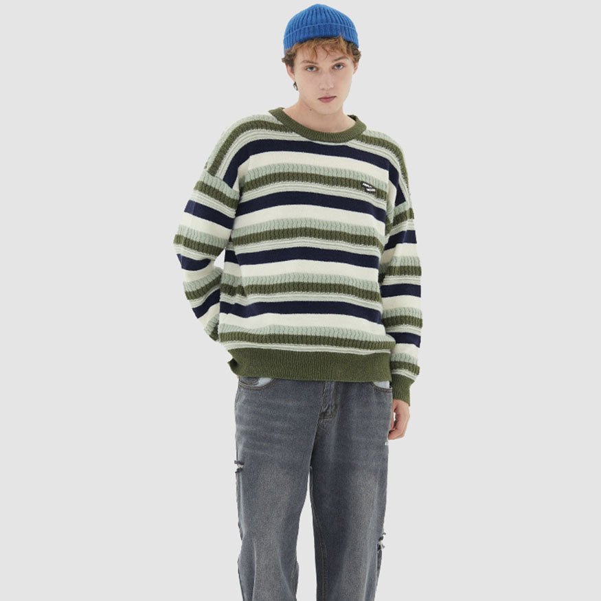 Contrast Color Striped Vintage Sweater