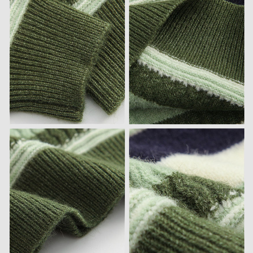 Contrast Color Striped Vintage Sweater