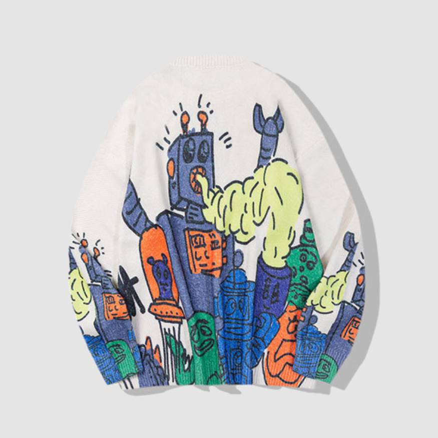 Pullover mit City-Monster-Print