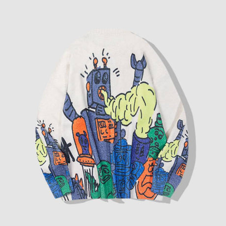 City Monster Print Sweater
