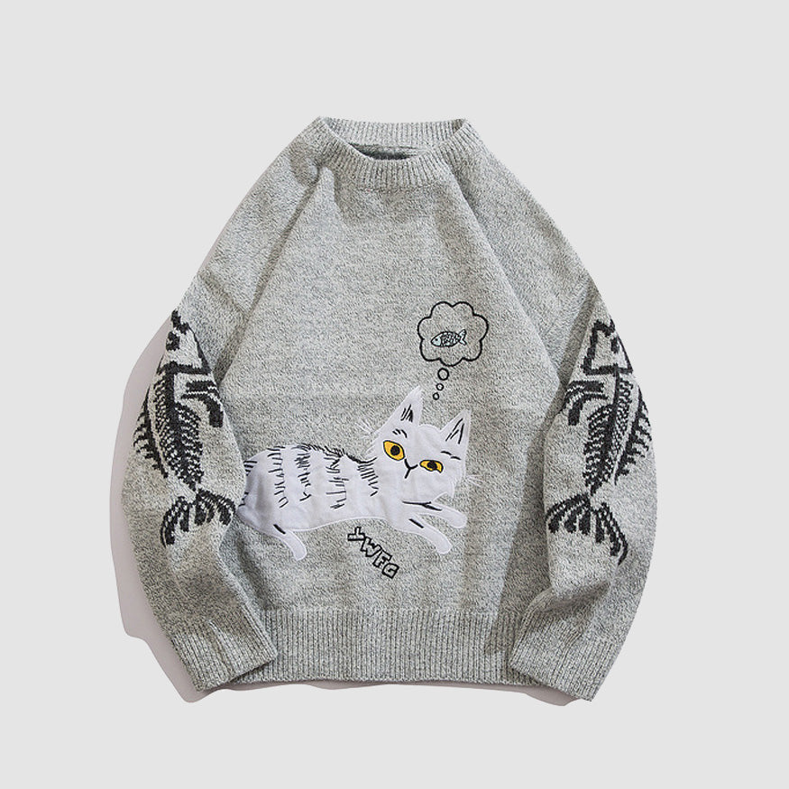 Pullover mit Kätzchen-Print