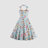 Vintage Halter Bowknot Stitching Dress