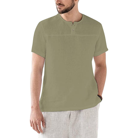 Mens Linen Shirt Casual Short Sleeve