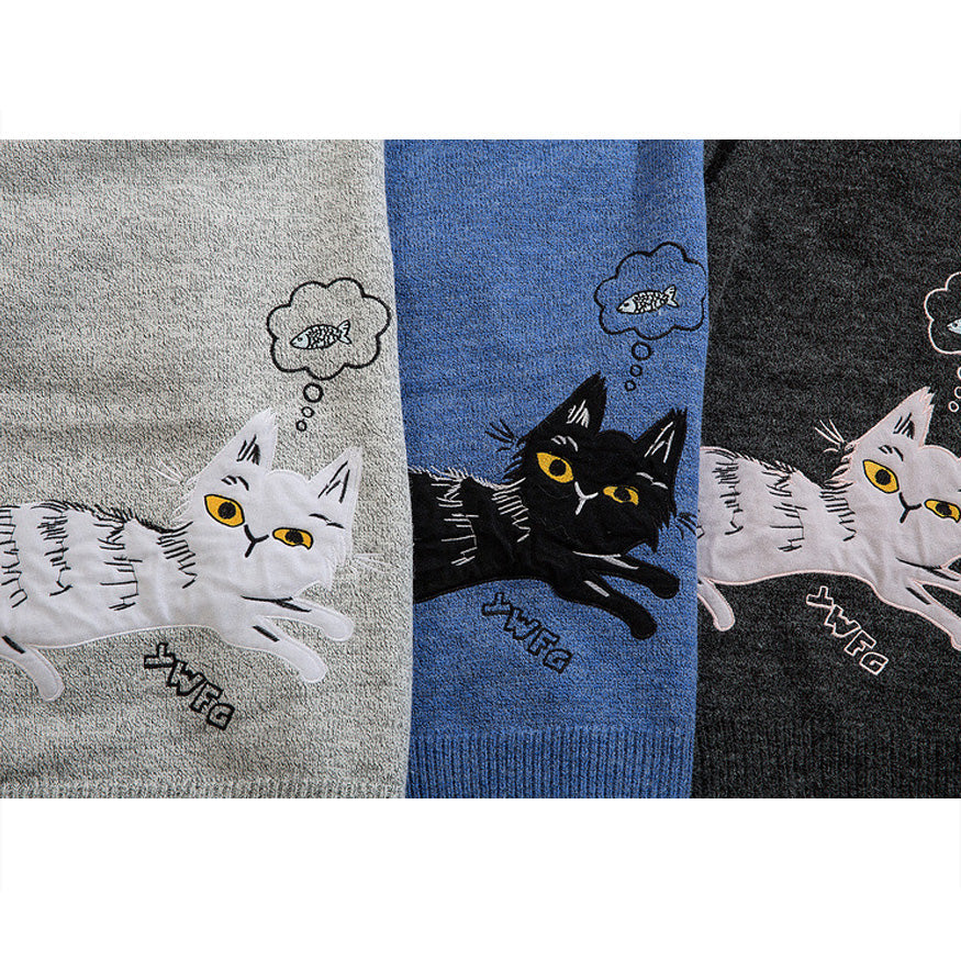Süßer Pullover mit Kätzchen-Print