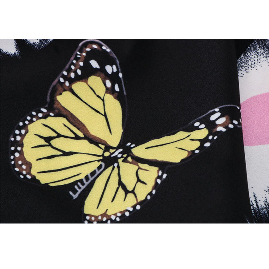 Zweiteiliges Hemd mit Schmetterlingsdruck + Shorts