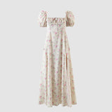 Split-Kleid mit eckigem Ausschnitt und Blumendruck