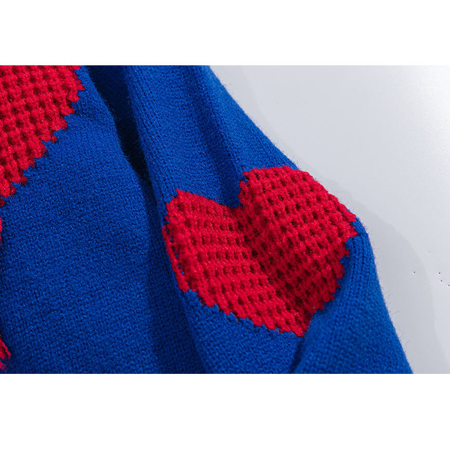 Three Heart Pattern Knit Sweater