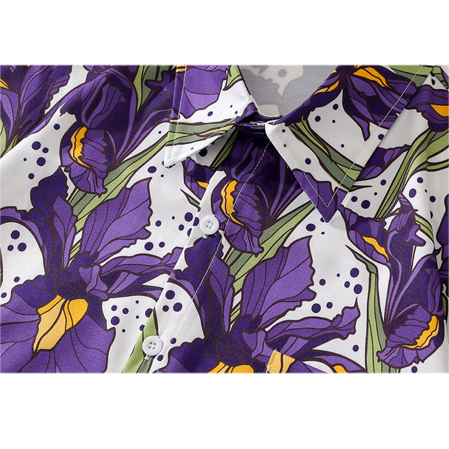 Iris Print Camisa de verano