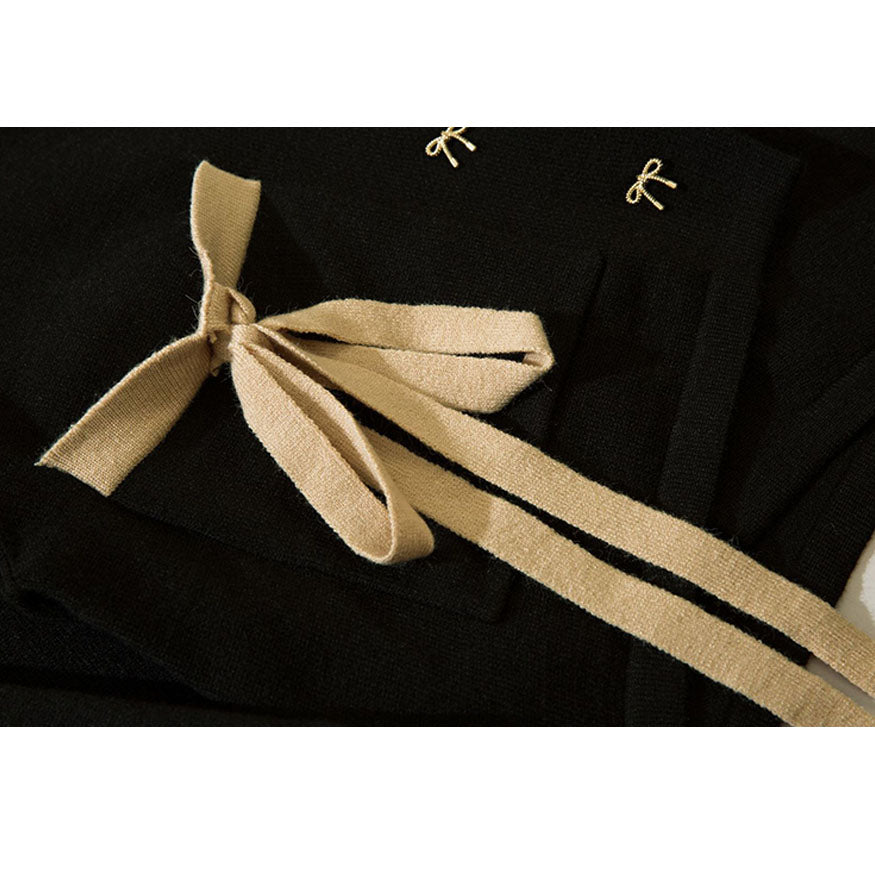 Arco Irregular Turndown Collar Knit Crop Top