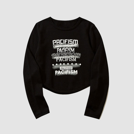 Pacifism Letter Print Knit Crop Top