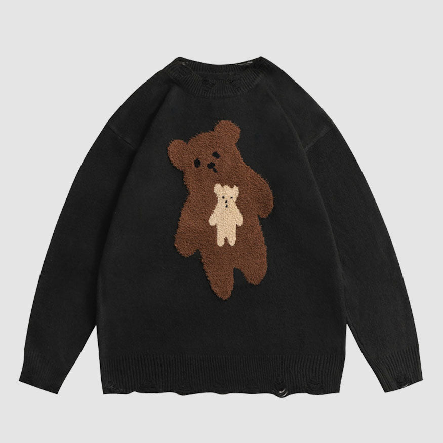 Simpatico maglione Jacquard dell'orso dei cartoni animati