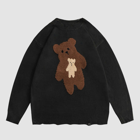 Lindo suéter de Cartoon Bear Jacquard