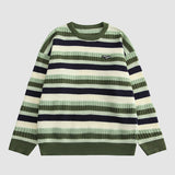 Kontrastfarbe gestreifter Vintage-Pullover
