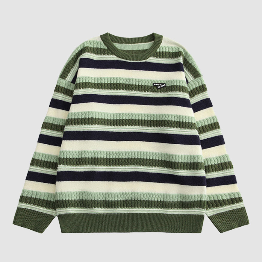 Kontrastfarbe gestreifter Vintage-Pullover