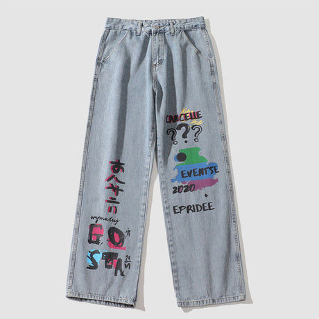 Lustige Graffiti-Jeans mit geradem Bein
