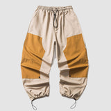 Pantaloni cargo patchwork a contrasto