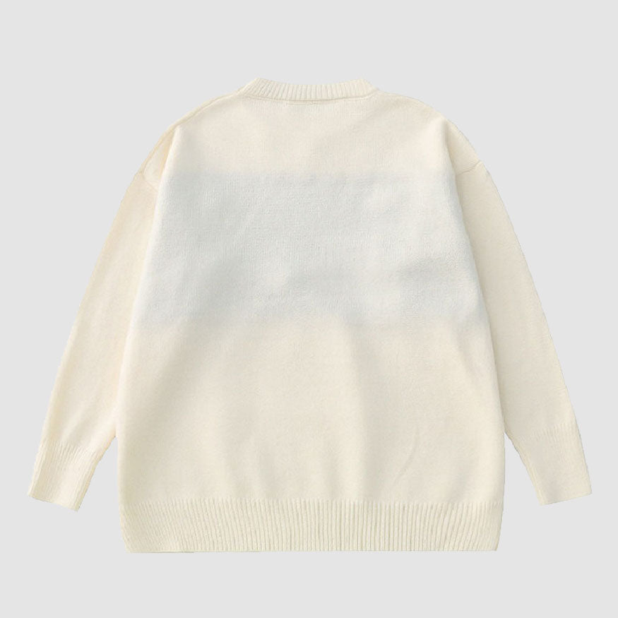 Knit Flower & Sheep Pattern Sweater
