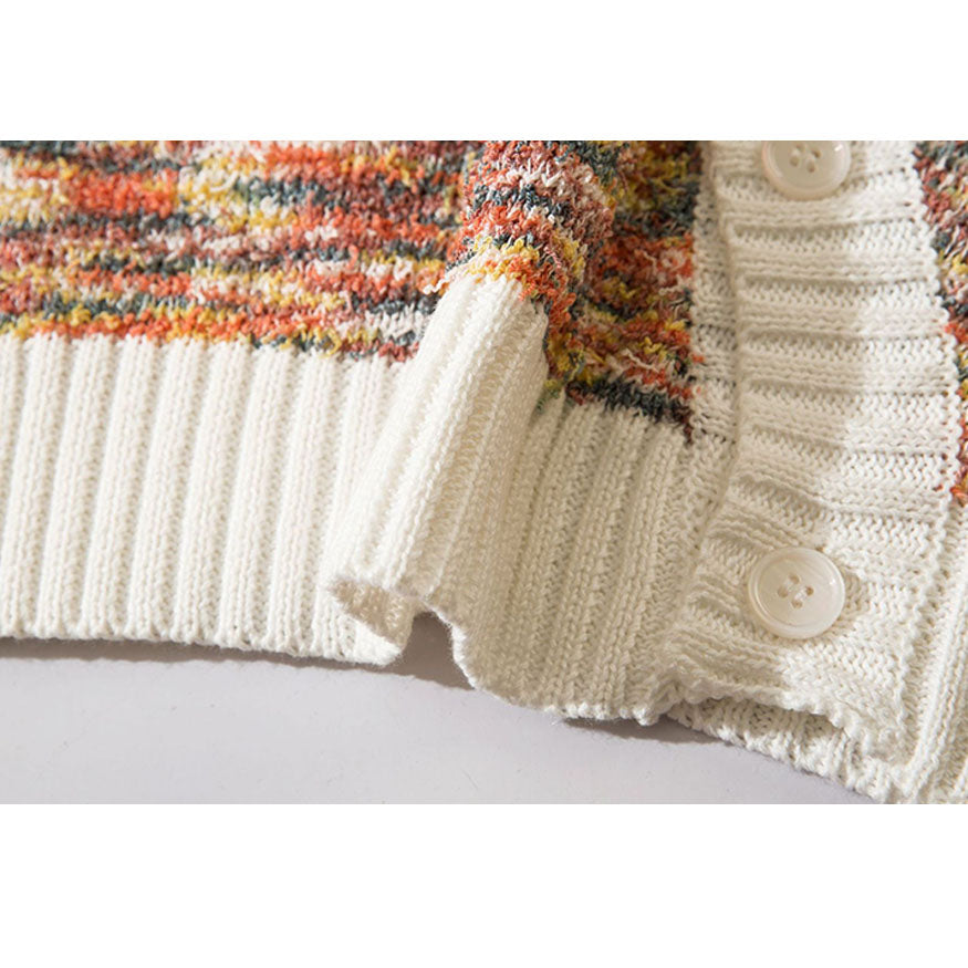 Suéter Cardigan recortado de punto marled-knit
