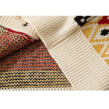 Bear & Argyle Pattern Stitching Cardigan Maglione
