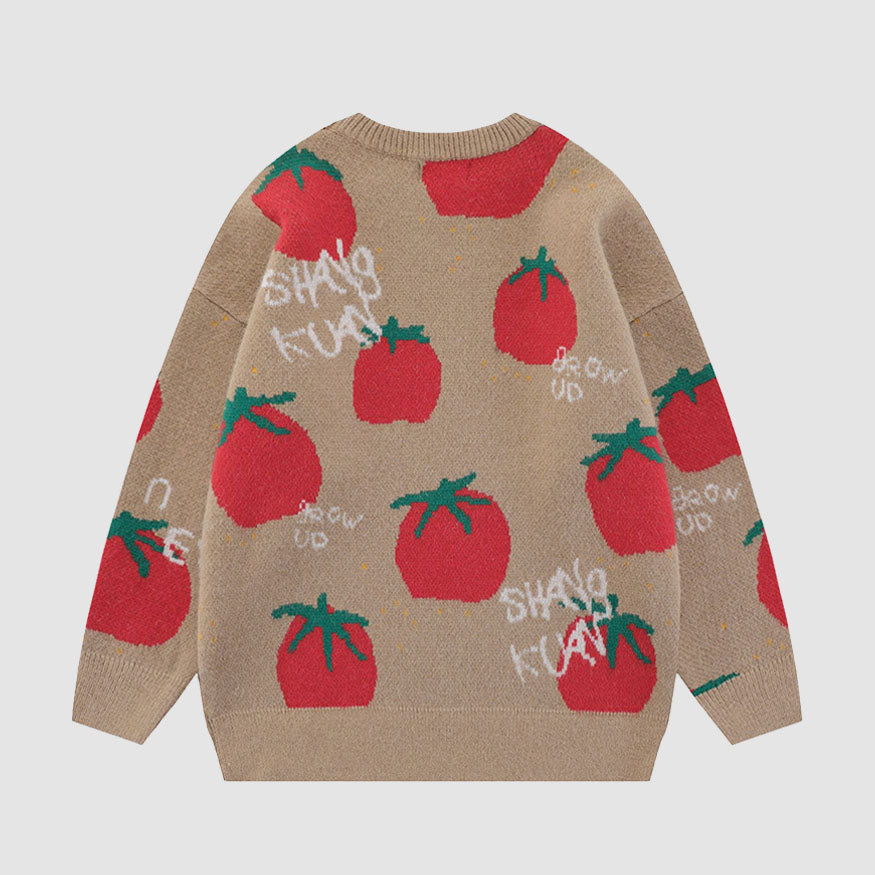 Cartoon-Tomate-Muster-Pullover