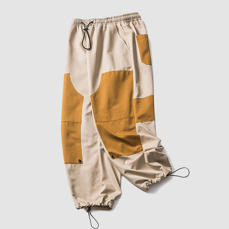 Pantaloni cargo patchwork a contrasto