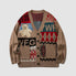 Suéter Cardigan de costura Bear & Argyle Pattern