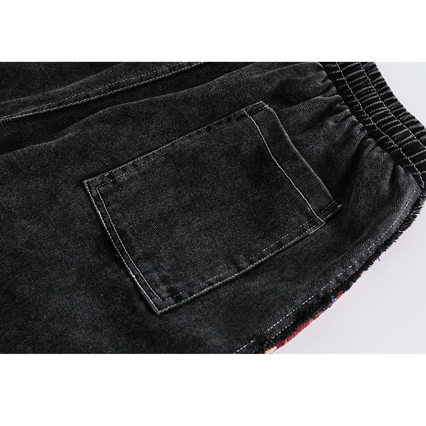 Ethnic Patchwork Drawstring Shorts